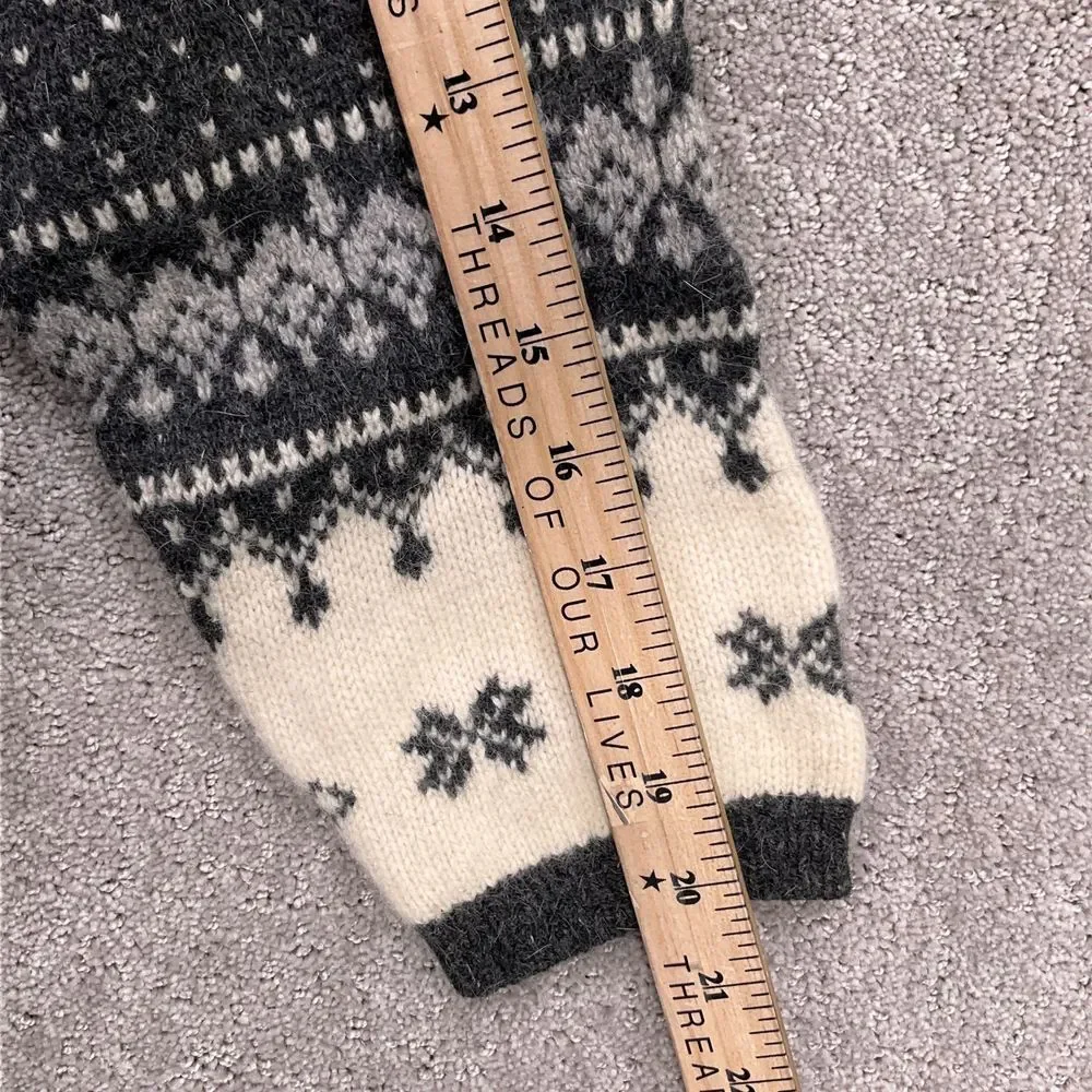 Croft & Barrow Cardigan Women Medium Beige Gray Fair‎ Isle Lambswool Winter VTG